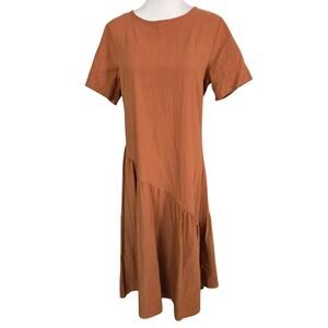 Minimalist Modest Lagenlook Burnt Orange Maxi Dress FHQ Collection Sz M